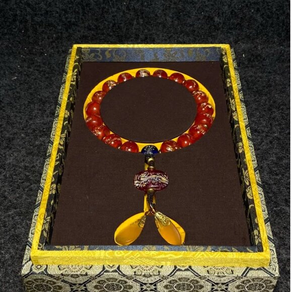 Chinese Peking Glass Beads Prayer Bracelet w Box - Picture 4 of 10